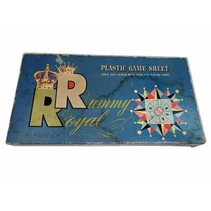 Vintage 1960's Whitman Rummy Royal Mat Game Sheet Blue Box 4713 MISSING CHIPS